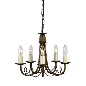 Elstead Lighting Chandelier from the Minster range. Minster 5 Light Chandelier Product Code = MN5-BLK-GOLD