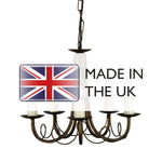 Elstead Lighting Chandelier from the Minster range. Minster 5 Light Chandelier – SKU MN5-BLK-GOLD