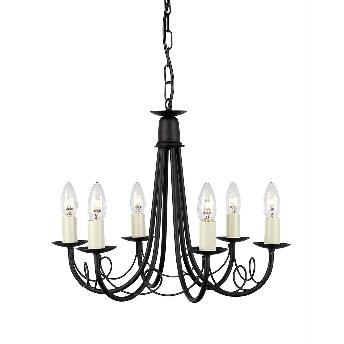 Elstead Lighting Chandelier from the Minster range. Minster 6 Light Chandelier Product Code = MN6-BLACK