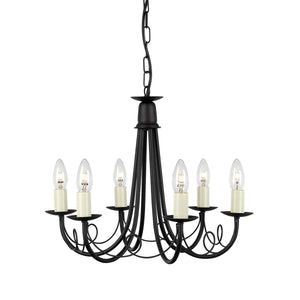 Elstead Lighting Chandelier from the Minster range. Minster 6 Light Chandelier Product Code = MN6-BLACK