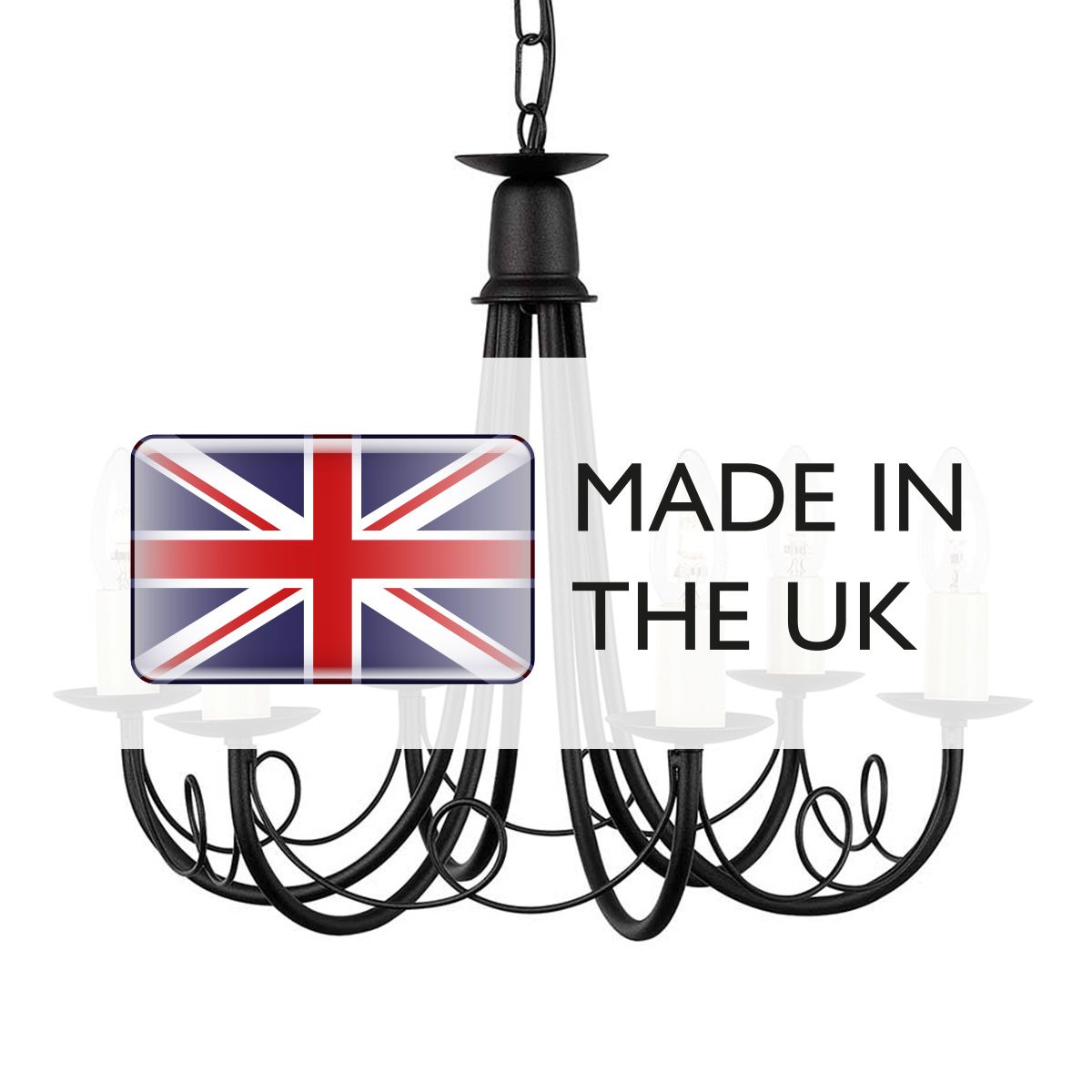 Elstead Lighting Chandelier from the Minster range. Minster 6 Light Chandelier – SKU MN6-BLACK