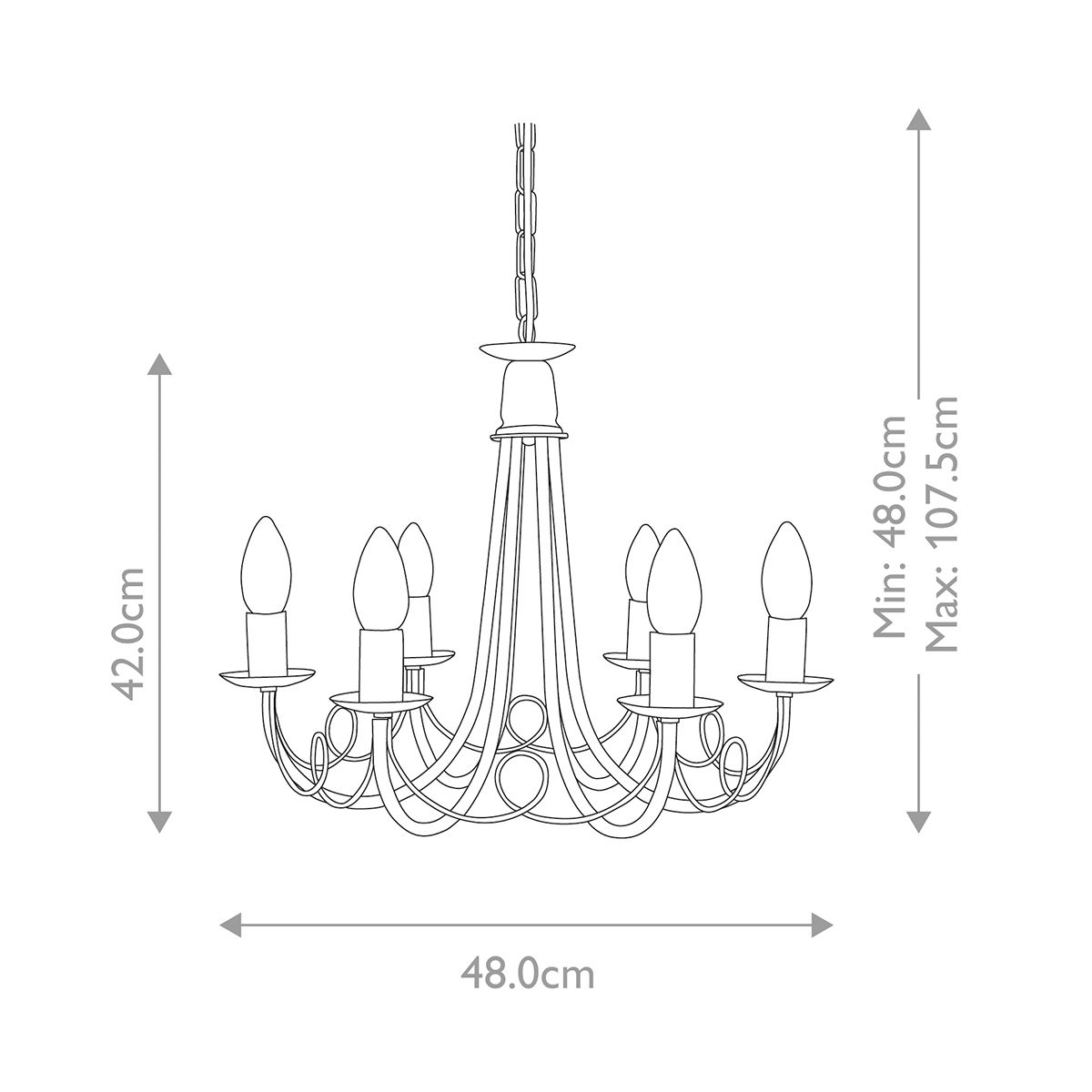 Elstead Lighting Chandelier from the Minster range. Minster 6 Light Chandelier – SKU MN6-BLACK