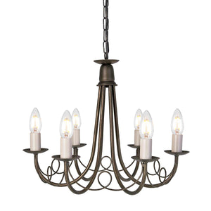 Elstead Lighting Chandelier from the Minster range. Minster 6 Light Chandelier Product Code = MN6-BLK-GOLD