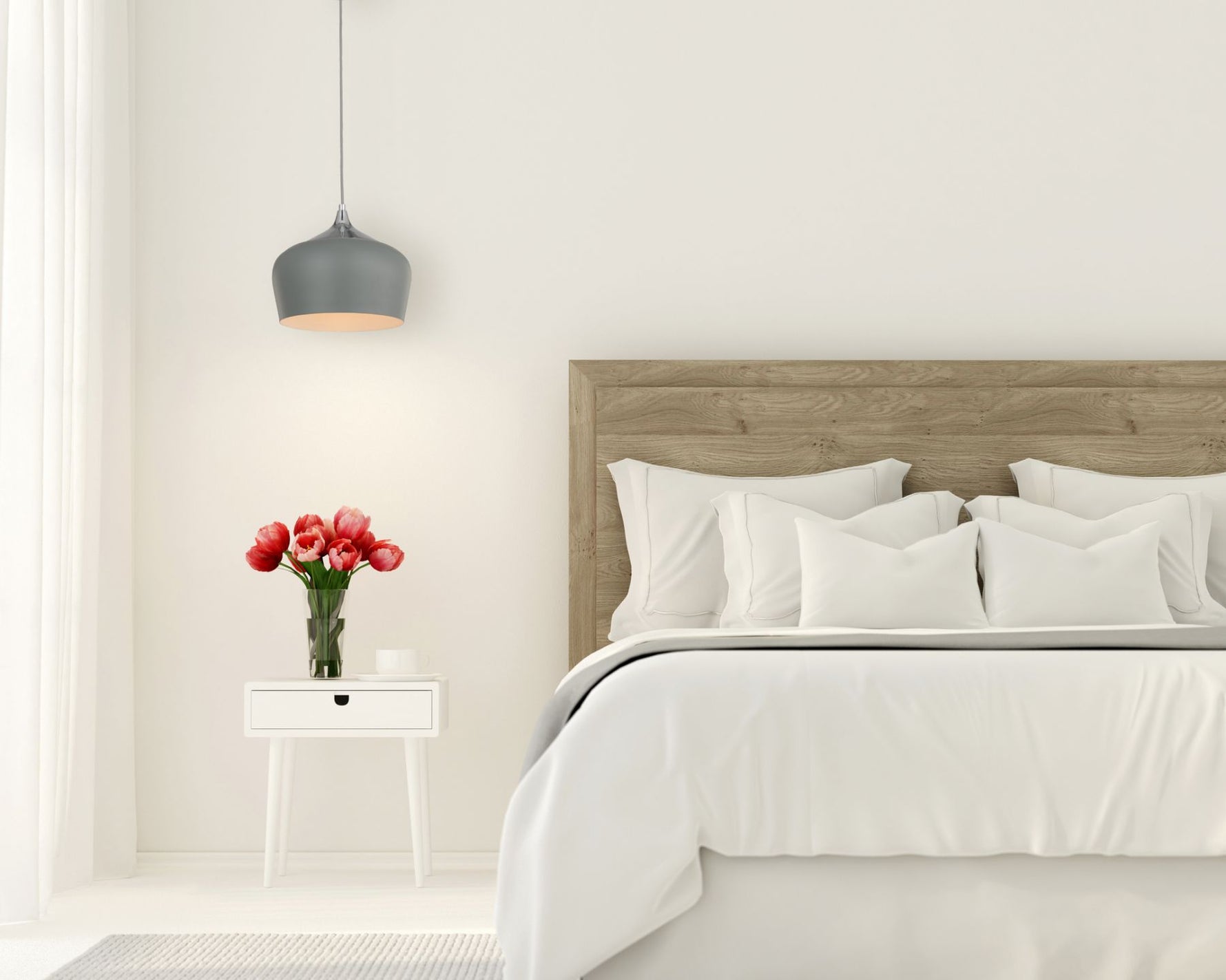 Magnalux Modena 1 Light Grey Metal Pendant Part Number - MOD01GY