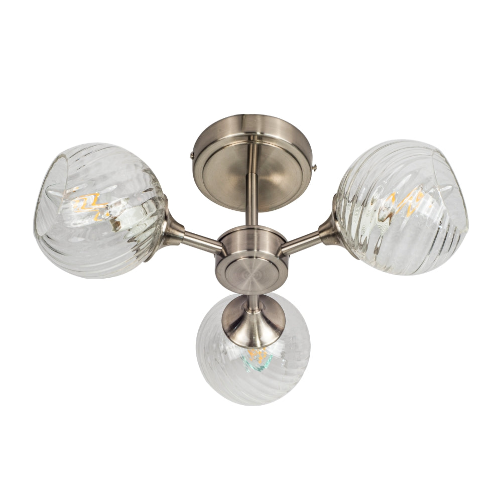 Magnalux Mona 3 Light Semi Flush Satin Chrome Part Number - MON03SC