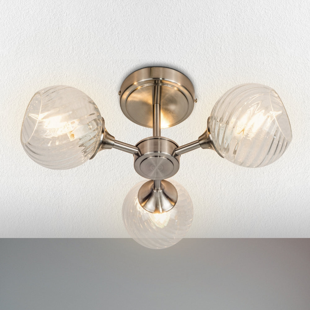Magnalux Mona 3 Light Semi Flush Satin Chrome Part Number - MON03SC