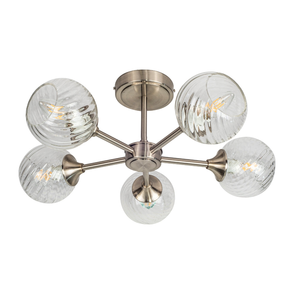 Magnalux Mona 5 Light Semi Flush Satin Chrome Part Number - MON05SC