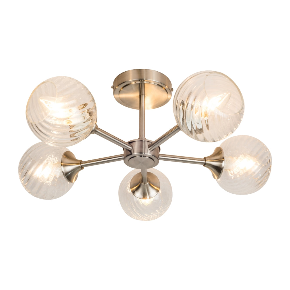 Magnalux Mona 5 Light Semi Flush Satin Chrome Part Number - MON05SC