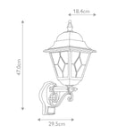 Elstead Lighting Outdoor Wall Light from the Norfolk range. Norfolk 1 Light Up Wall Lantern with PIR – SKU NR1-PIR-BLACK