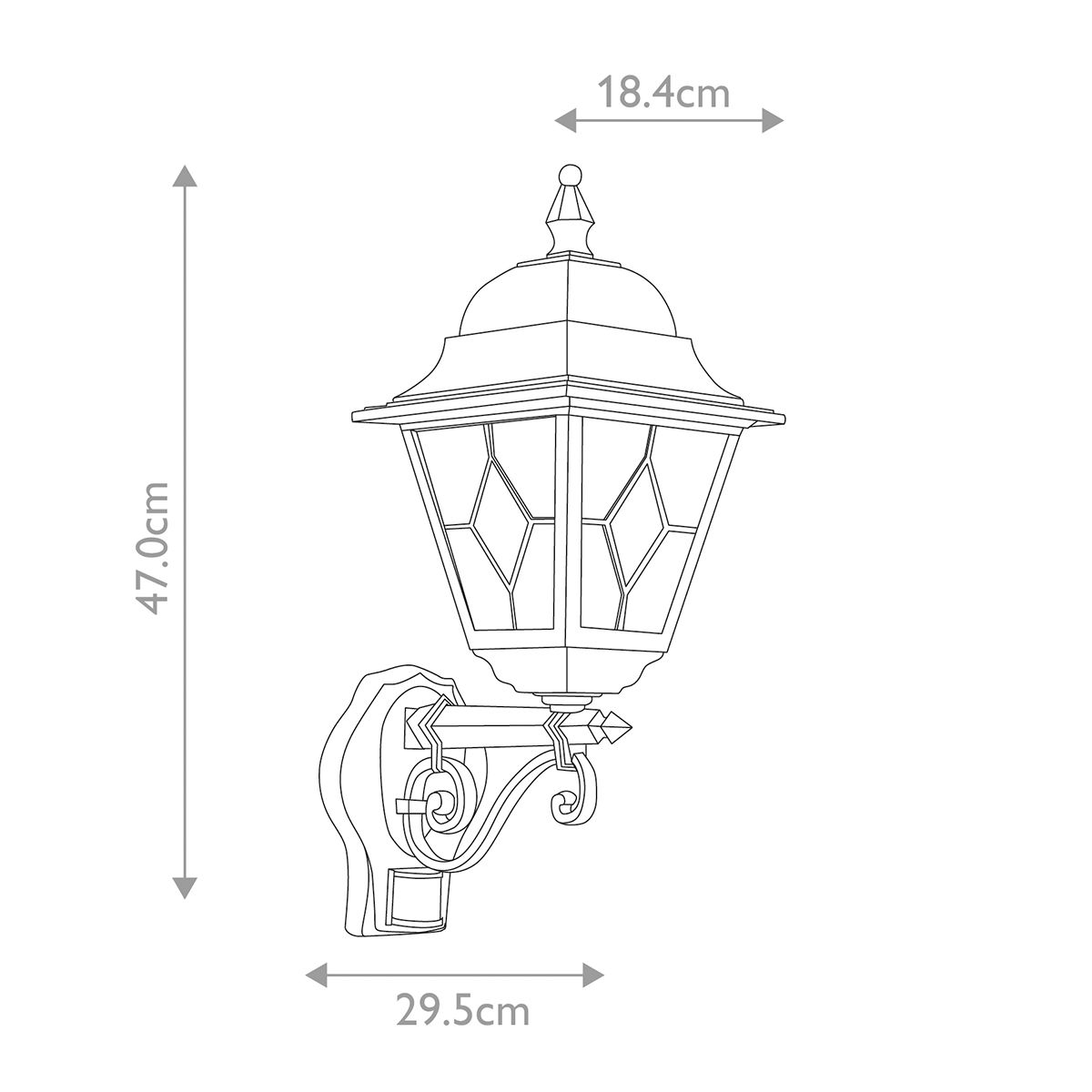 Elstead Lighting Outdoor Wall Light from the Norfolk range. Norfolk 1 Light Up Wall Lantern with PIR – SKU NR1-PIR-BLACK