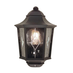 Elstead Lighting Outdoor Wall Light from the Norfolk range. Norfolk 1 Light Half Lantern Product Code = NR7-2-BLK