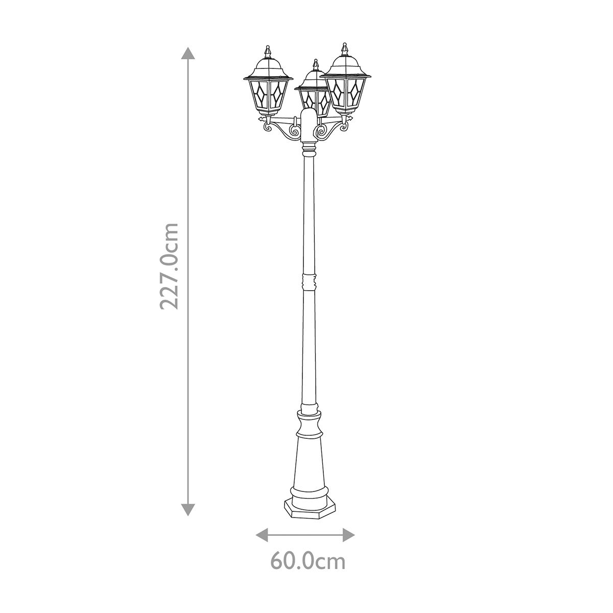 Elstead Lighting Lamp Post from the Norfolk range. Norfolk 3 Light Lamp Post – SKU NR8-BLK