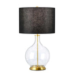 Elstead Lighting Table Lamp  from the Orb range. Orb 1 Light Table Lamp (Complete with Black Shade) Product Code = ORB-CLEAR-AB-BLK