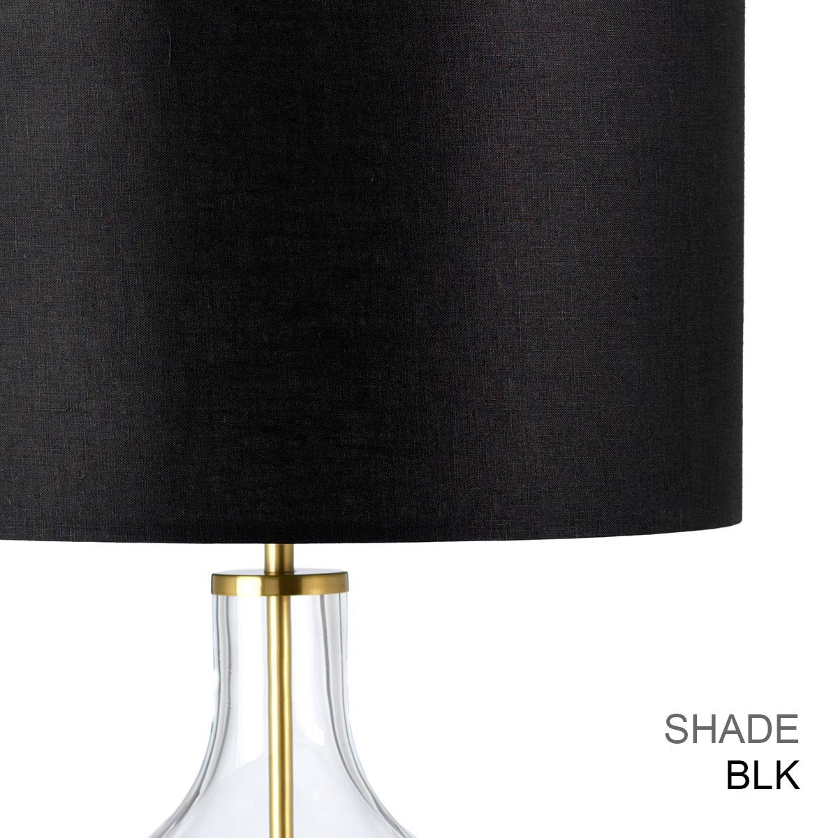 Elstead Lighting Table Lamp from the Orb range. Orb 1 Light Table Lamp (Complete with Black Shade) – SKU ORB-CLEAR-AB-BLK