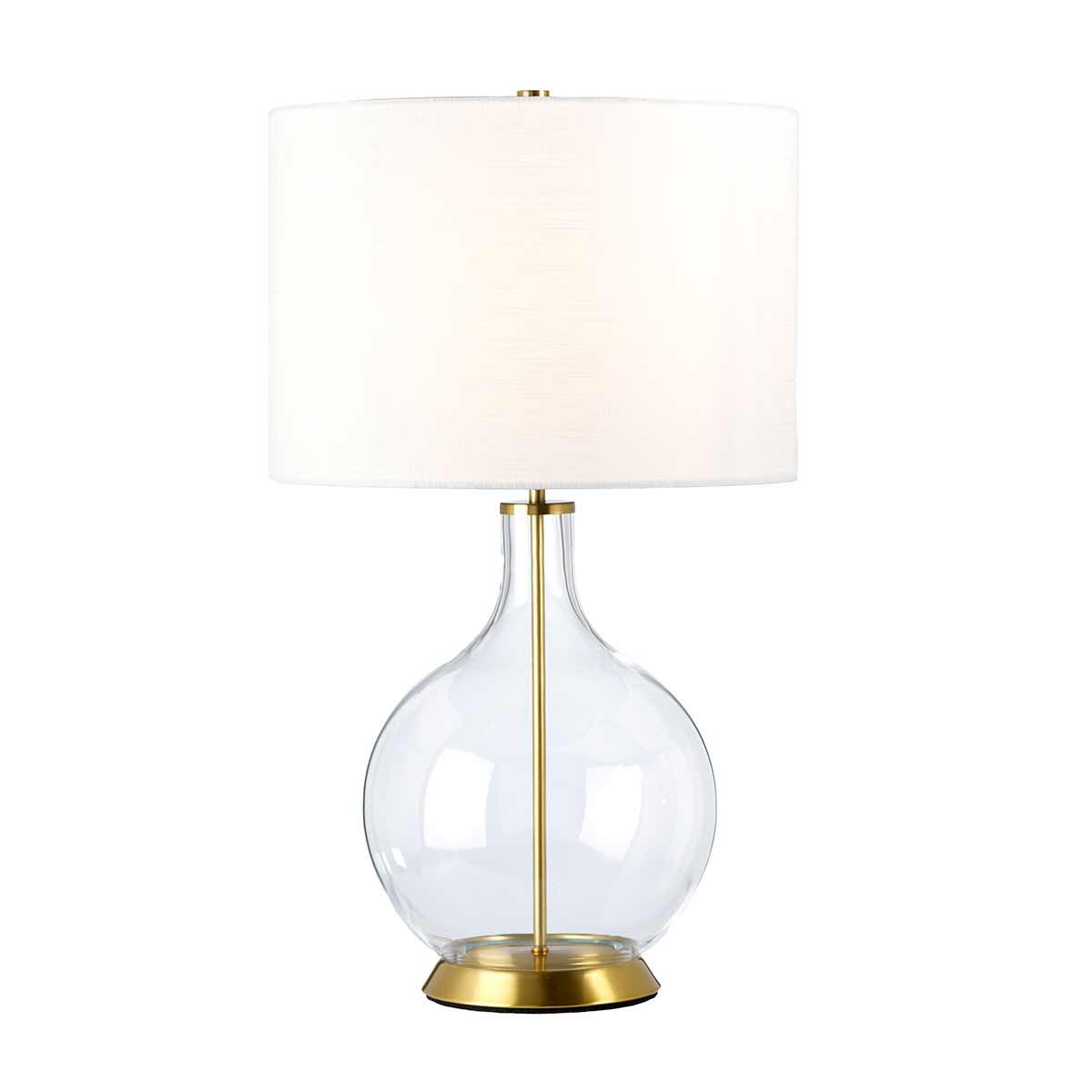 Elstead Lighting Table Lamp  from the Orb range. Orb 1 Light Table Lamp (Complete with White Shade) Product Code = ORB-CLEAR-AB-WHT