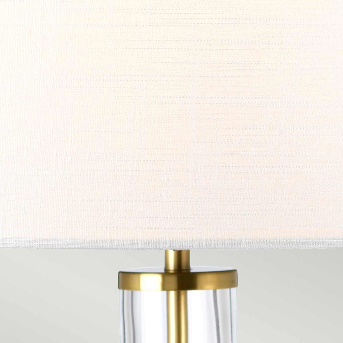 Elstead Lighting Table Lamp from the Orb range. Orb 1 Light Table Lamp (Complete with White Shade) – SKU ORB-CLEAR-AB-WHT