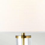 Elstead Lighting Table Lamp  from the Orb range. Orb 1 Light Table Lamp (Complete with White Shade) Product Code = ORB-CLEAR-AB-WHT