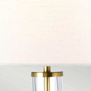 Elstead Lighting Table Lamp  from the Orb range. Orb 1 Light Table Lamp (Complete with White Shade) Product Code = ORB-CLEAR-AB-WHT