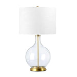 Elstead Lighting Table Lamp  from the Orb range. Orb 1 Light Table Lamp (Complete with White Shade) Product Code = ORB-CLEAR-AB-WHT