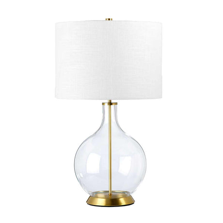 Elstead Lighting Table Lamp  from the Orb range. Orb 1 Light Table Lamp (Complete with White Shade) Product Code = ORB-CLEAR-AB-WHT