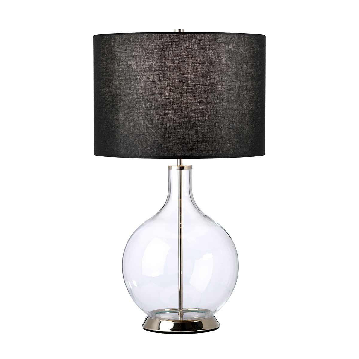 Elstead Lighting Table Lamp  from the Orb range. Orb 1 Light Table Lamp (Complete with Black Shade) Product Code = ORB-CLEAR-PN-BLK