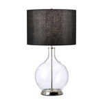 Elstead Lighting Table Lamp  from the Orb range. Orb 1 Light Table Lamp (Complete with Black Shade) Product Code = ORB-CLEAR-PN-BLK
