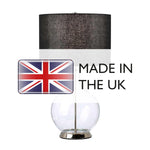 Elstead Lighting Table Lamp from the Orb range. Orb 1 Light Table Lamp (Complete with Black Shade) – SKU ORB-CLEAR-PN-BLK