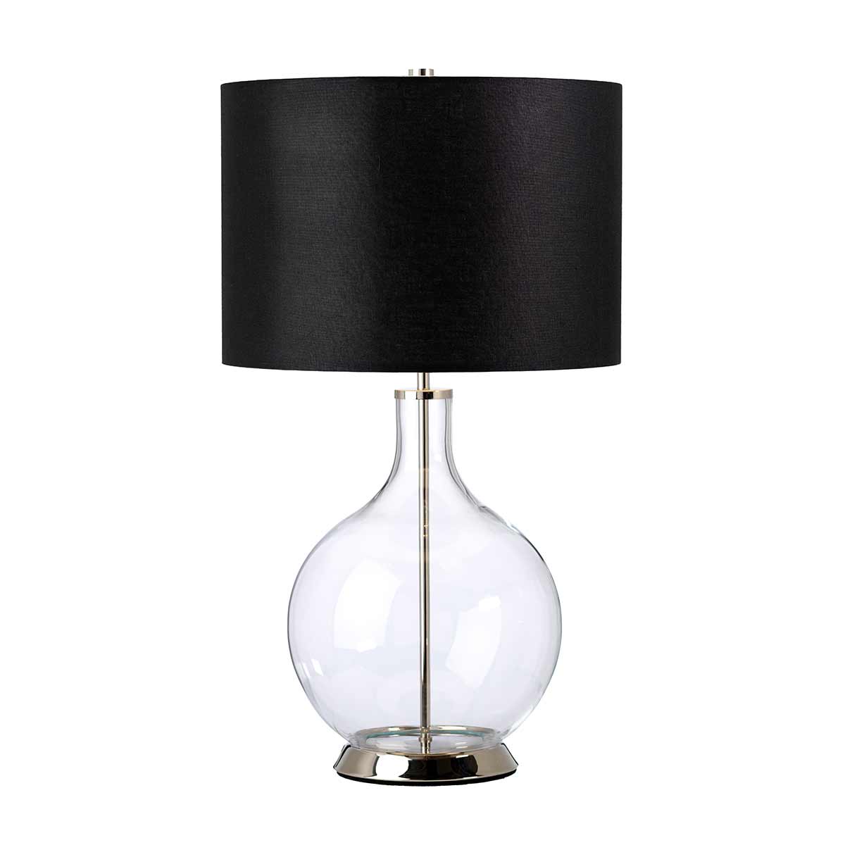 Elstead Lighting Table Lamp  from the Orb range. Orb 1 Light Table Lamp (Complete with Black Shade) Product Code = ORB-CLEAR-PN-BLK