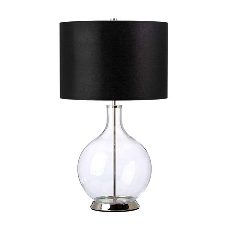 Elstead Lighting Table Lamp  from the Orb range. Orb 1 Light Table Lamp (Complete with Black Shade) Product Code = ORB-CLEAR-PN-BLK
