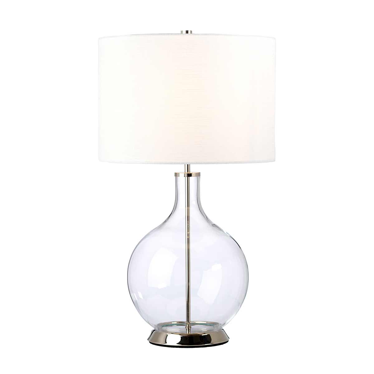 Elstead Lighting Table Lamp  from the Orb range. Orb 1 Light Table Lamp (Complete with White Shade) Product Code = ORB-CLEAR-PN-WHT