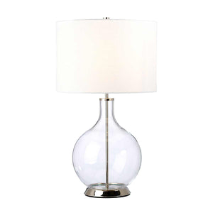 Elstead Lighting Table Lamp  from the Orb range. Orb 1 Light Table Lamp (Complete with White Shade) Product Code = ORB-CLEAR-PN-WHT