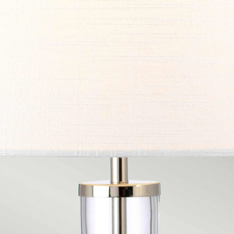 Elstead Lighting Table Lamp  from the Orb range. Orb 1 Light Table Lamp (Complete with White Shade) Product Code = ORB-CLEAR-PN-WHT