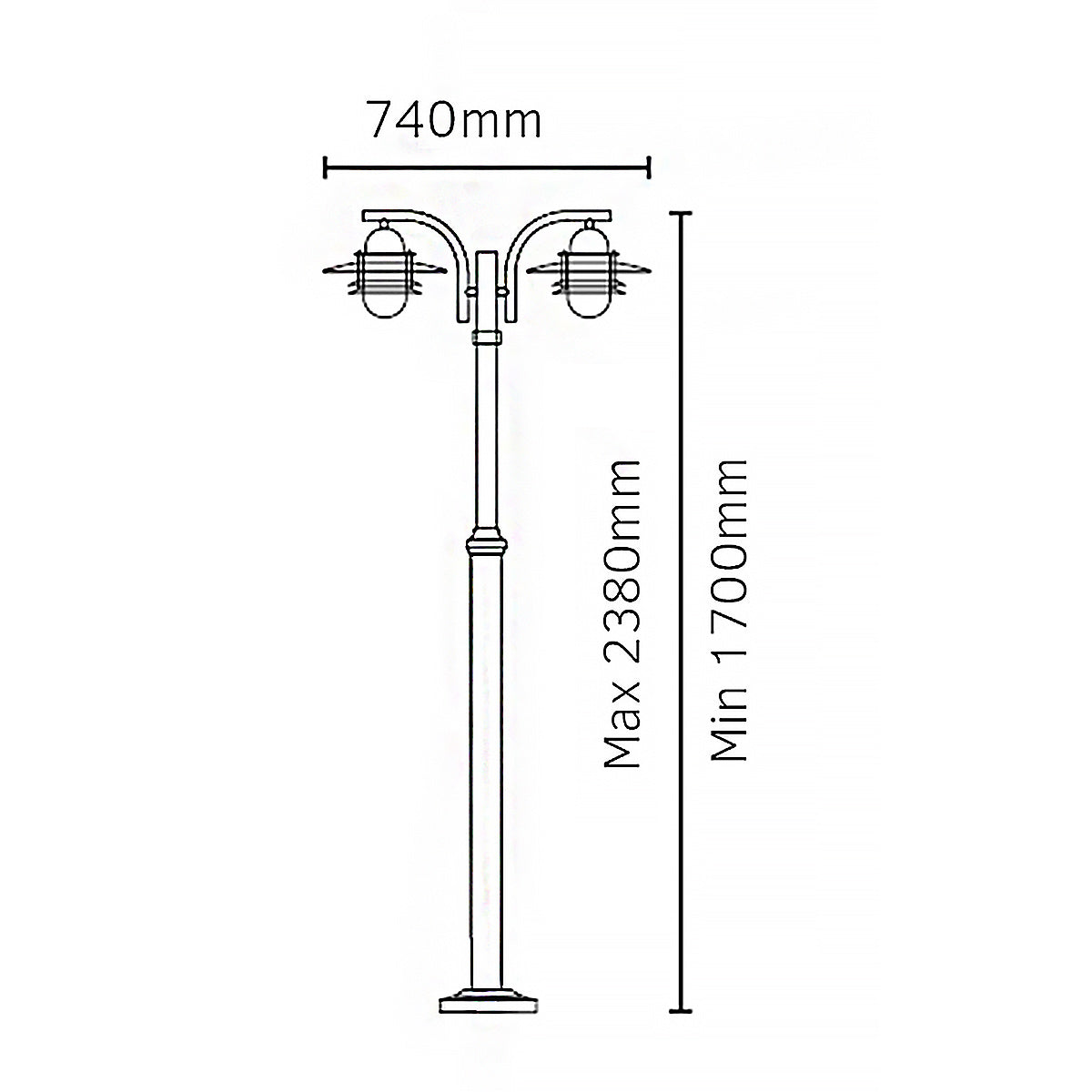 Norlys Oslo 2 Light Lamp Post - Black OS6-BLACK-C