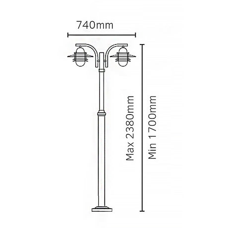Norlys Oslo 2 Light Lamp Post - Black OS6-BLACK-C