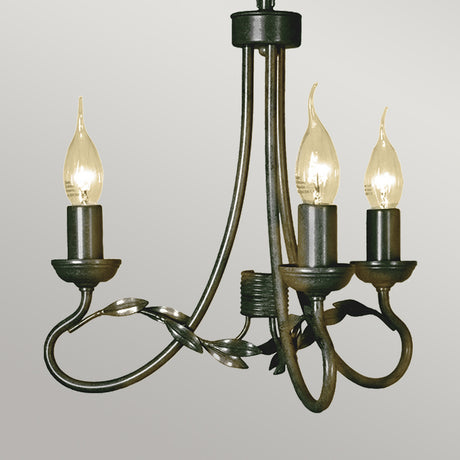 Elstead Lighting Chandelier from the Olivia range. Olivia 3 Light Chandelier Product Code = OV3-BLK-GOLD