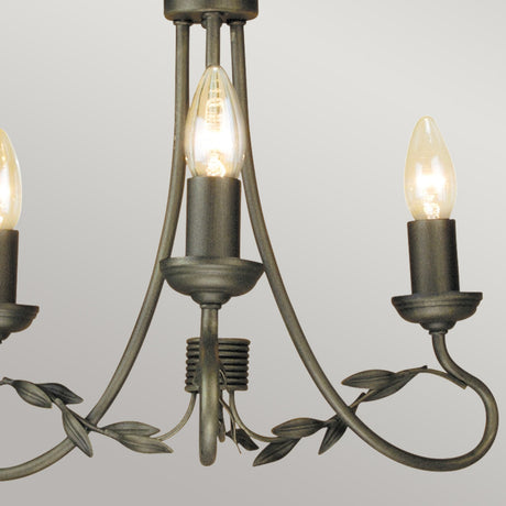 Elstead Lighting Chandelier from the Olivia range. Olivia 3 Light Chandelier Product Code = OV3-BLK-GOLD