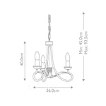 Elstead Lighting Chandelier from the Olivia range. Olivia 3 Light Chandelier – SKU OV3-IVORY-GOLD