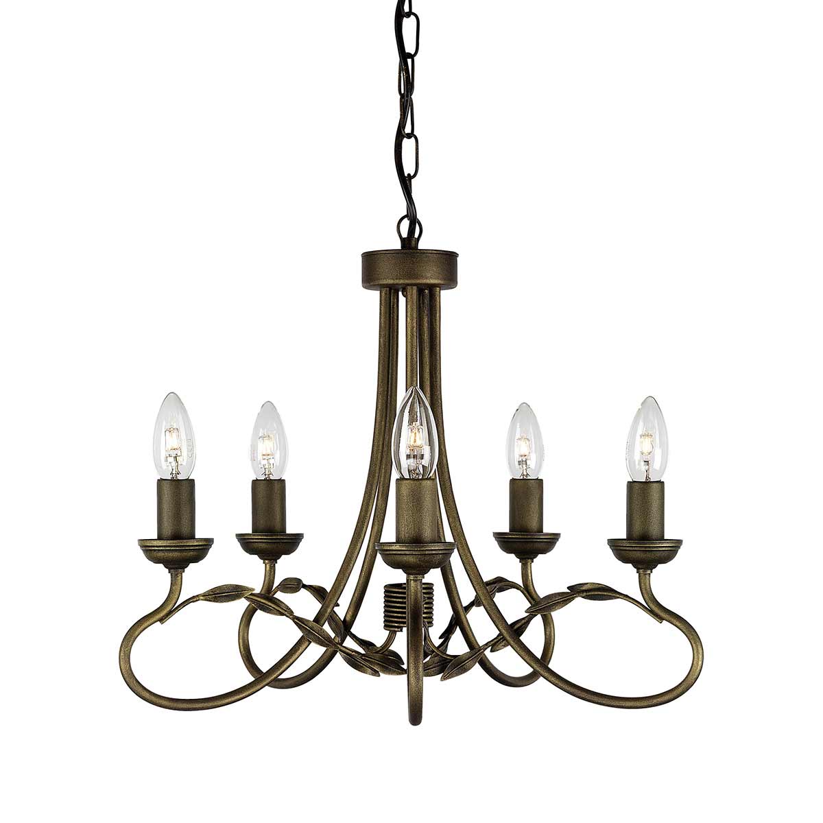 Elstead Lighting Chandelier from the Olivia range. Olivia 5 Light Chandelier Product Code = OV5-BLK-GOLD