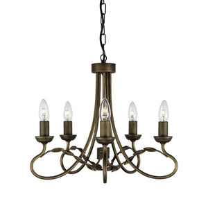 Elstead Lighting Chandelier from the Olivia range. Olivia 5 Light Chandelier Product Code = OV5-BLK-GOLD