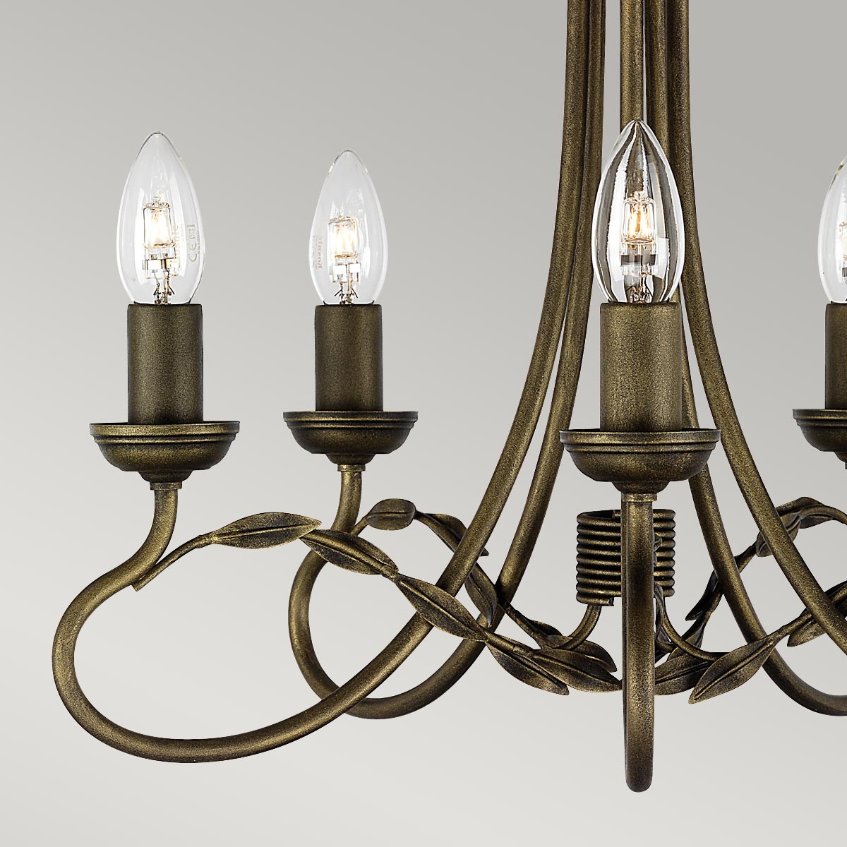 Elstead Lighting Chandelier from the Olivia range. Olivia 5 Light Chandelier Product Code = OV5-BLK-GOLD