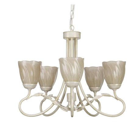 Elstead Lighting Chandelier from the Olivia range. Olivia 5 Light Chandelier Product Code = OV5-IVORY-GOLD