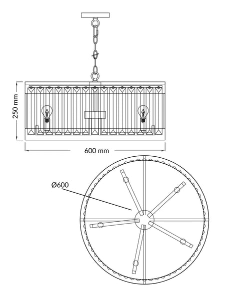 Magnalux Pandora 5 Light Crystal Pendant Satin Chrome Part Number - PAN05SC