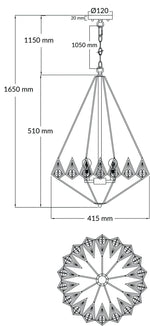 Magnalux Paragon 3 Light Crystal Pendant Polished Chrome Part Number - PAR03CH