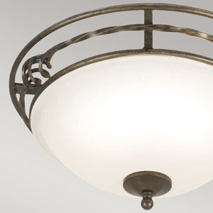 Elstead Lighting Ceiling Flush from the Pembroke range. Pembroke 2 Light Flush Light Style A Product Code = PB-F-A-BLK-GOLD