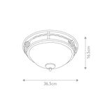 Elstead Lighting Ceiling Flush from the Pembroke range. Pembroke 2 Light Flush Light Style A – SKU PB-F-A-BLK-GOLD