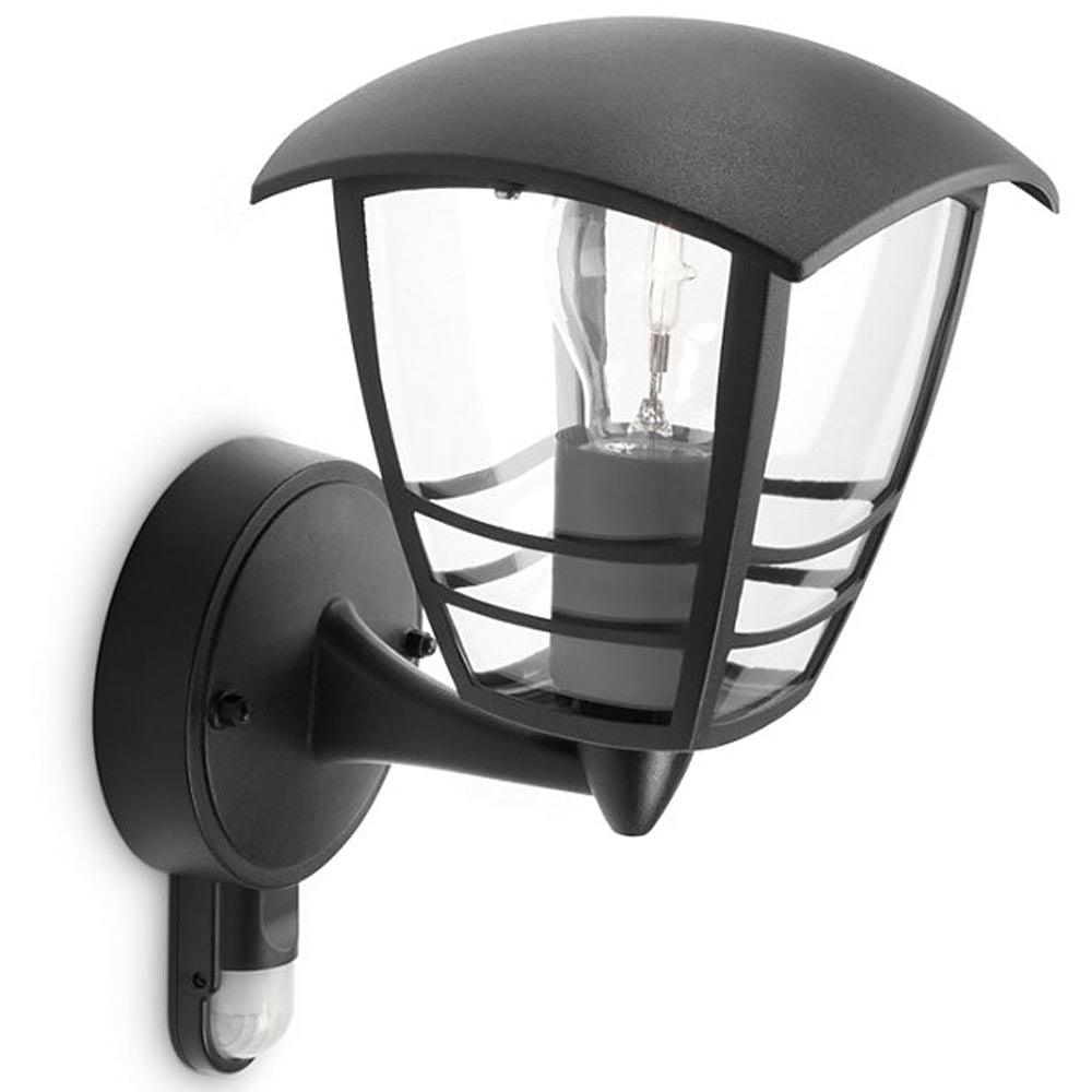 Philips FL-CP-915002791102 PHI - Philips LED Lantern Lights with Sensor Part Number 915002791102 Creek Up Wall Lantern Black 230V (bulb not included, max. 60W) with PIR