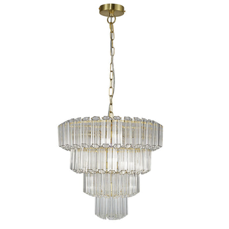 Magnalux Pierre 11  Light Satin Brass Crystal Ceiling Pendant Part Number - PIE11SB
