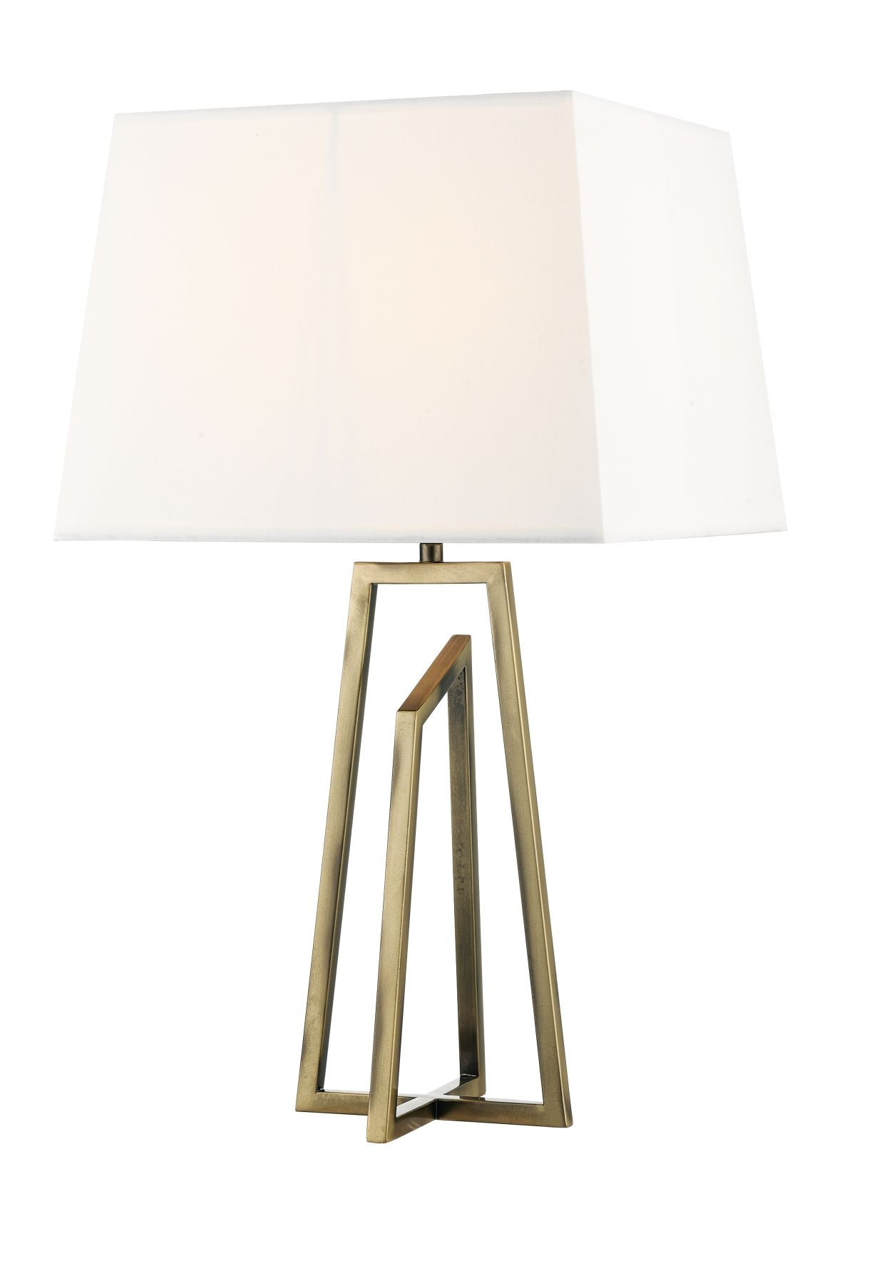 Magnalux Plaza Antique Brass Table Lamp c/w Square Shade Part Number - PLA01ABTL
