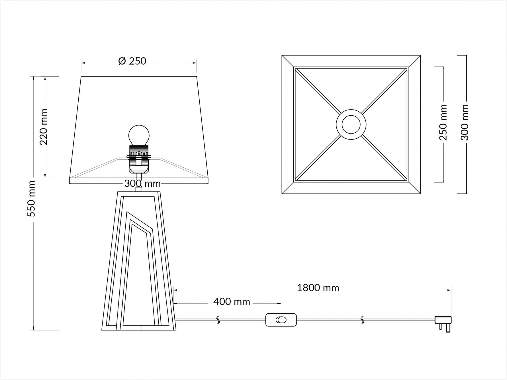 Magnalux Plaza Polished Chrome Table Lamp c/w Square Shade Part Number - PLA01CHTL