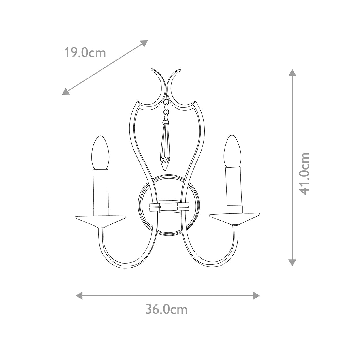 Elstead Lighting Wall Light from the Pimlico range. Pimlico 2 Light Wall Light - Polished Nickel  Product Code = PM2-PN